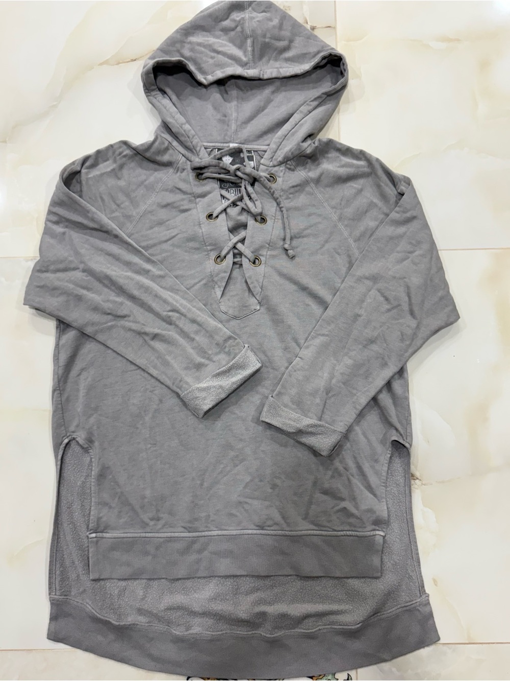 Young Fabulous & Broke Light Gray Lace-Up Hoodie